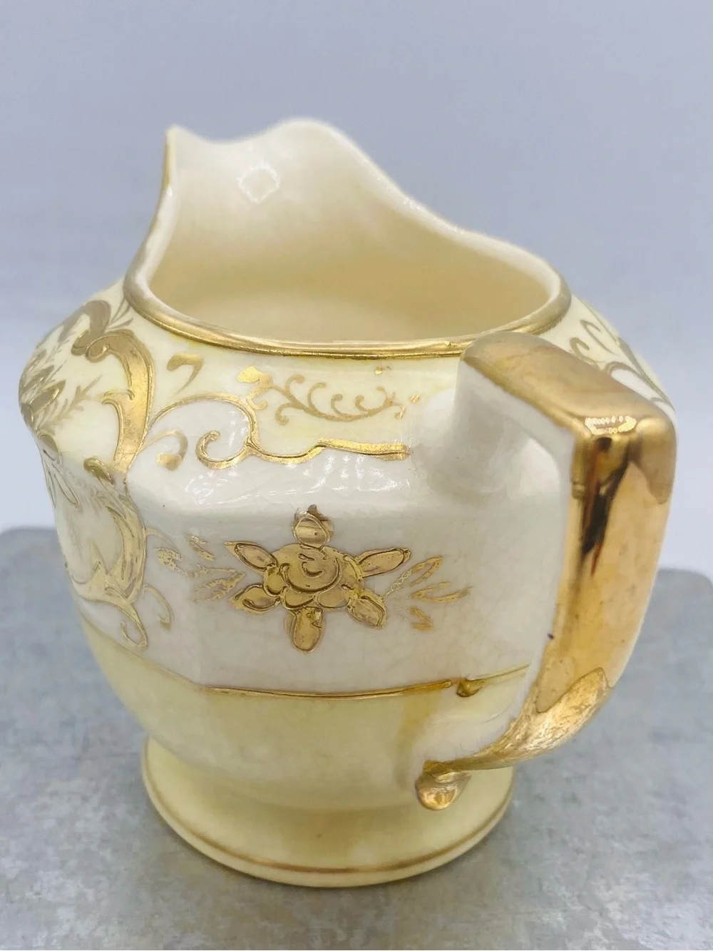 Antique Hand Painted Moriyama Mori-Machi Porcelain Creamer Gold Trim Japan